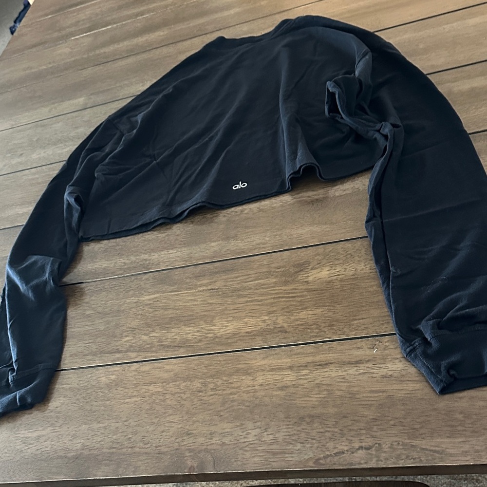 Alo Yoga Black Cotton Long Sleeve Top